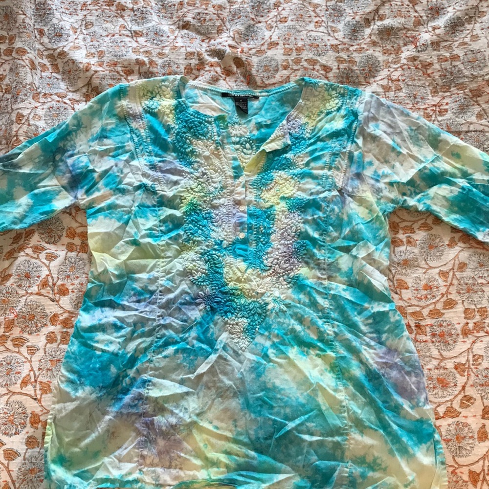 Lucky brand tie dye long sleeve cotton shirt